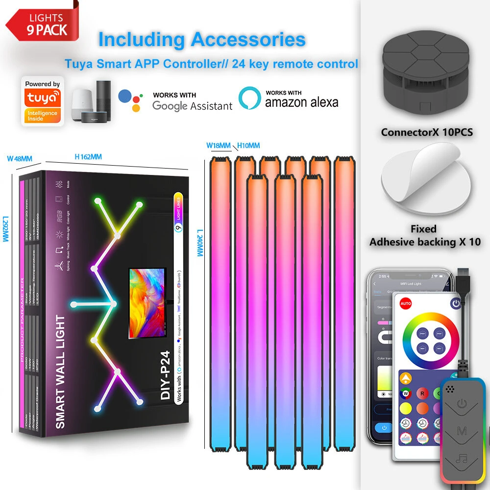 (image for) LIXINCORDA Tuya Smart Splicing Light Bars DIY Indoor Wall Atmosphere Light LED Creative Sound Pickup Quantum Lamp